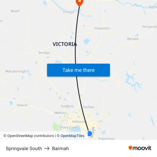 Springvale South to Barmah map