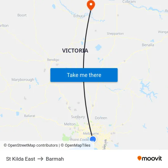St Kilda East to Barmah map
