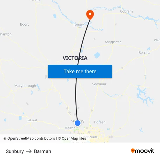 Sunbury to Barmah map