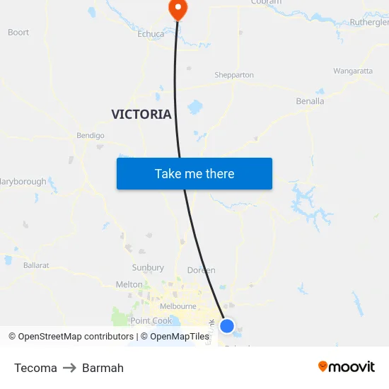 Tecoma to Barmah map