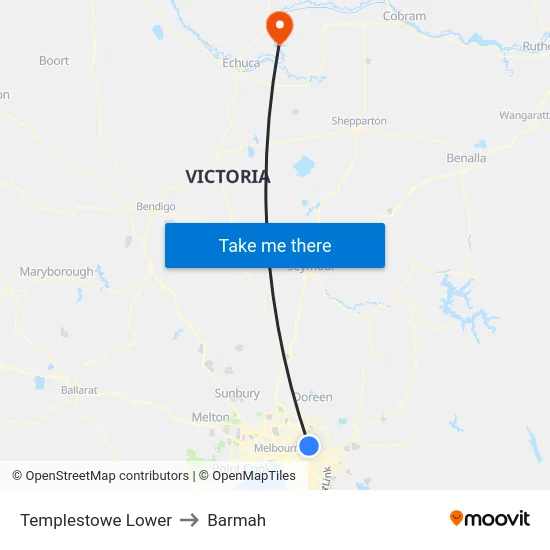 Templestowe Lower to Barmah map