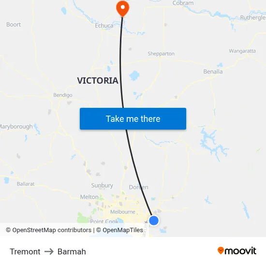 Tremont to Barmah map