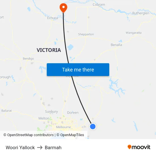 Woori Yallock to Barmah map