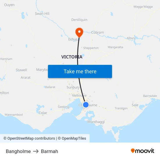 Bangholme to Barmah map