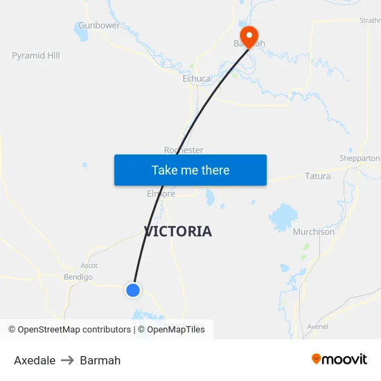 Axedale to Barmah map