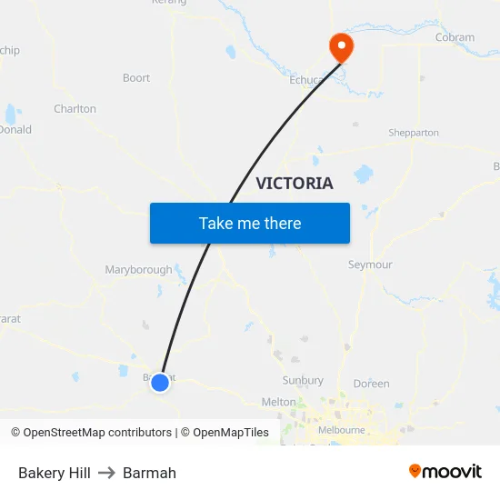 Bakery Hill to Barmah map