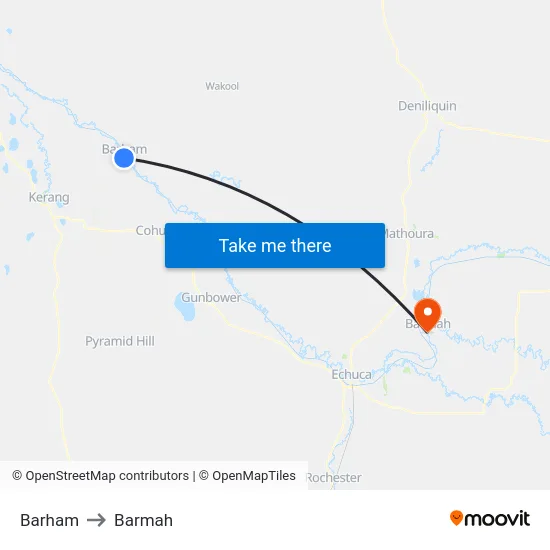 Barham to Barmah map