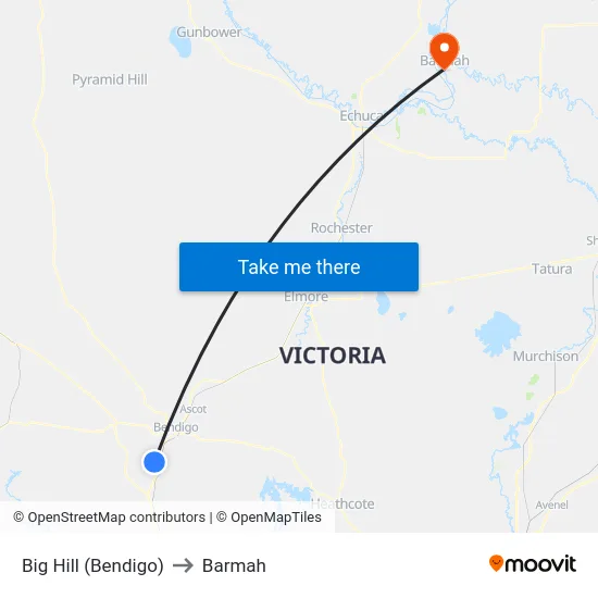 Big Hill (Bendigo) to Barmah map