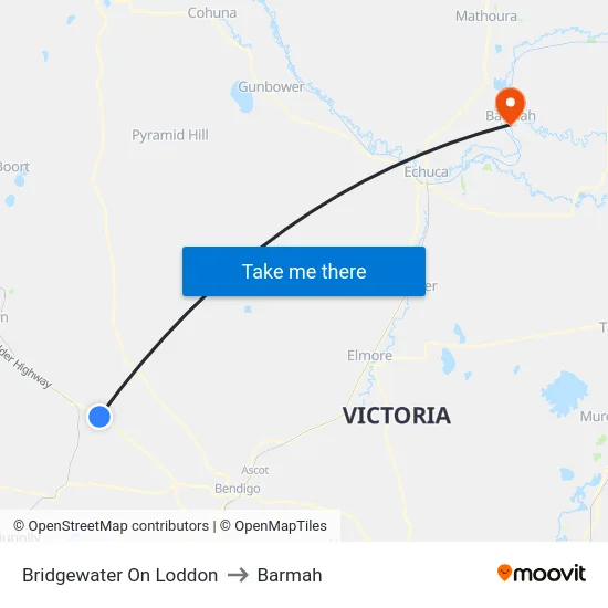 Bridgewater On Loddon to Barmah map