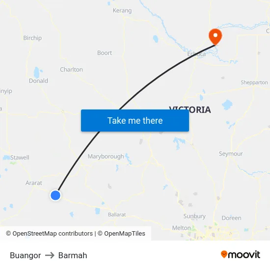 Buangor to Barmah map