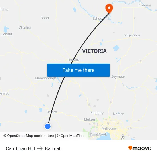 Cambrian Hill to Barmah map