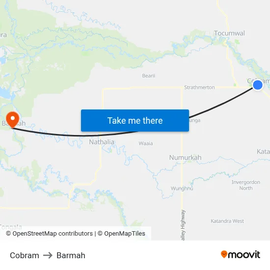 Cobram to Barmah map