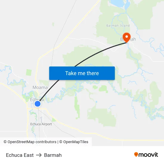 Echuca East to Barmah map