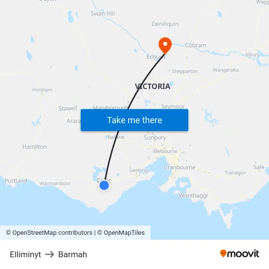 Elliminyt to Barmah map