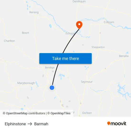 Elphinstone to Barmah map