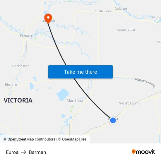 Euroa to Barmah map