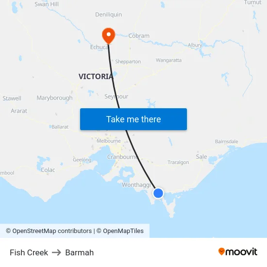 Fish Creek to Barmah map