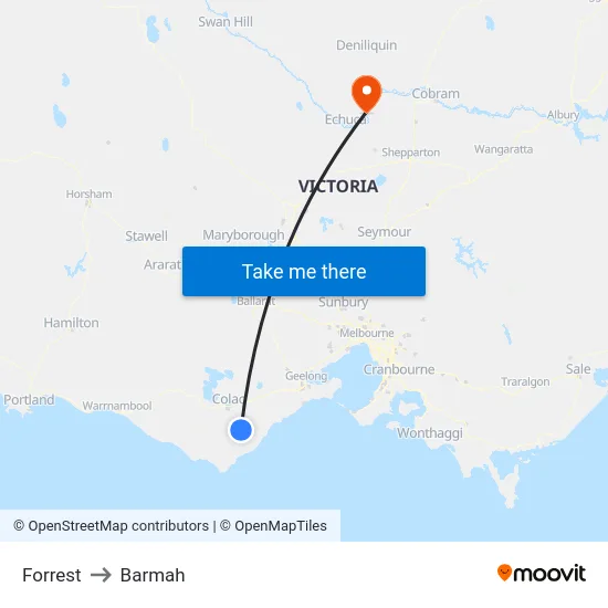 Forrest to Barmah map