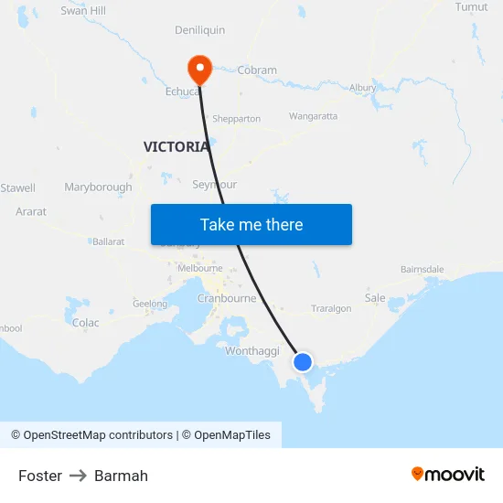 Foster to Barmah map