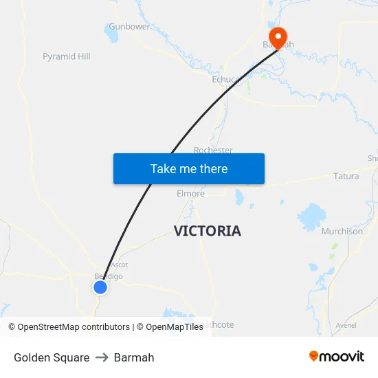Golden Square to Barmah map