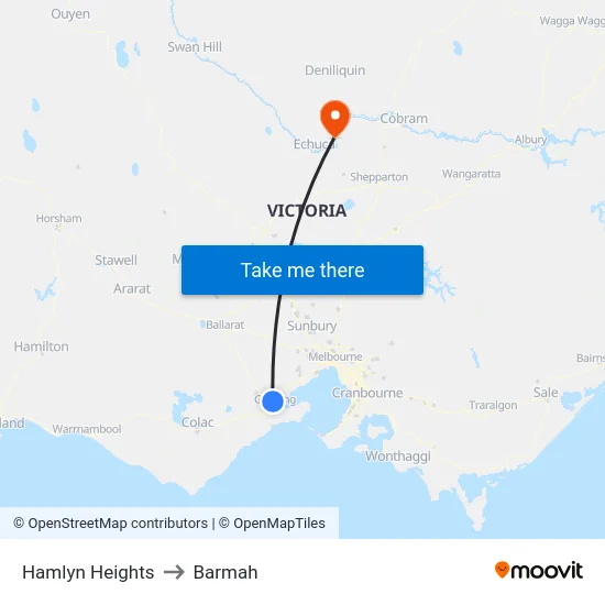 Hamlyn Heights to Barmah map