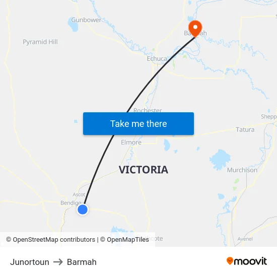 Junortoun to Barmah map