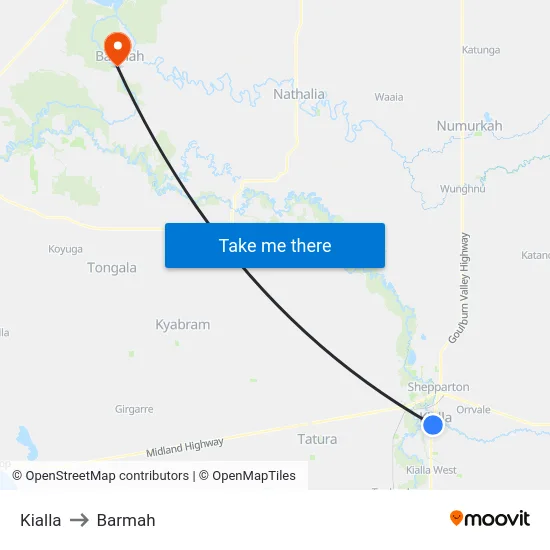 Kialla to Barmah map