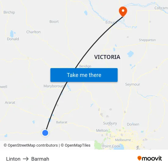 Linton to Barmah map