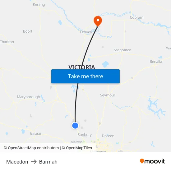 Macedon to Barmah map