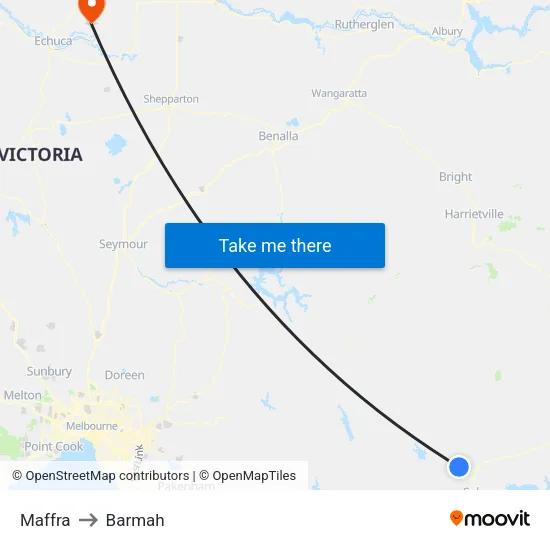 Maffra to Barmah map