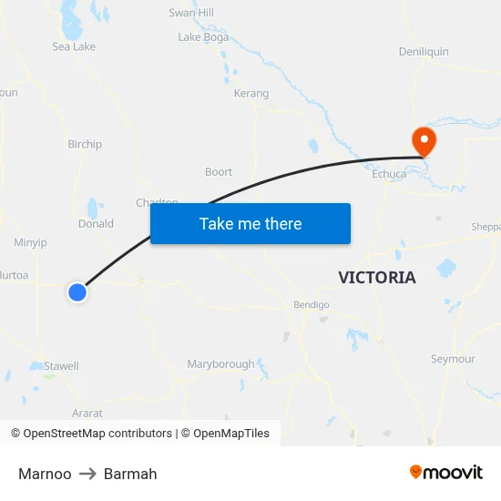 Marnoo to Barmah map
