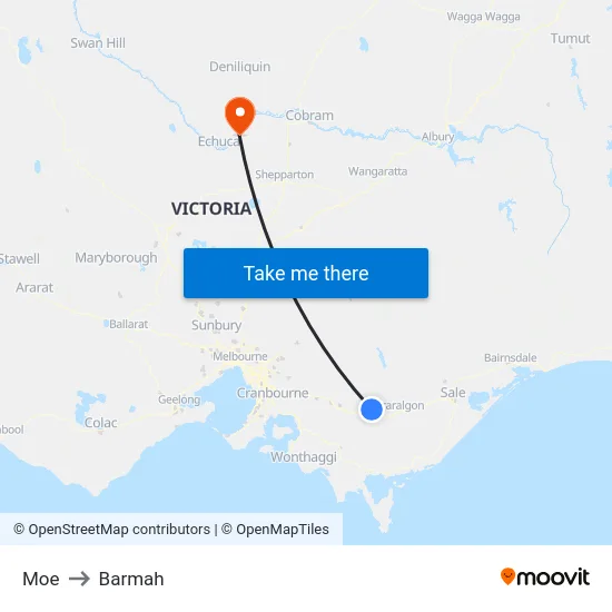Moe to Barmah map