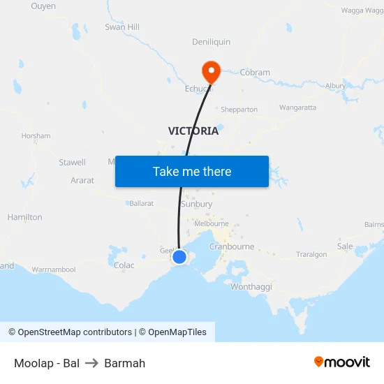 Moolap - Bal to Barmah map