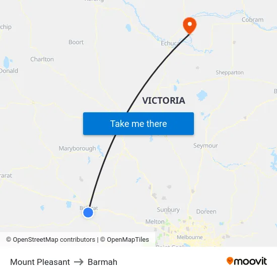 Mount Pleasant to Barmah map
