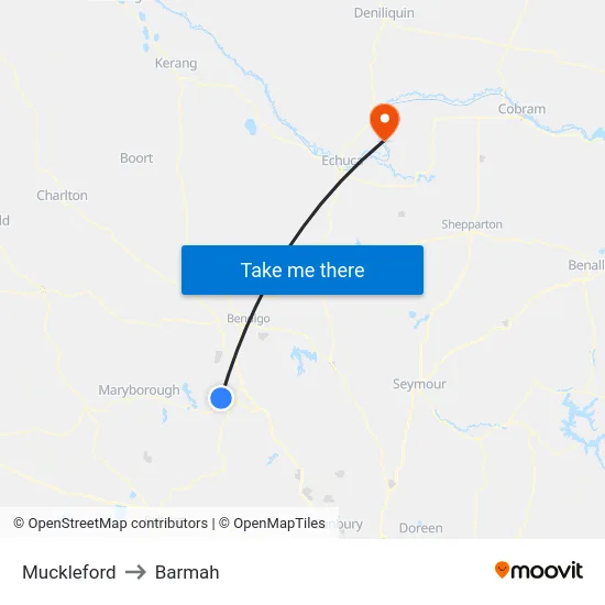 Muckleford to Barmah map