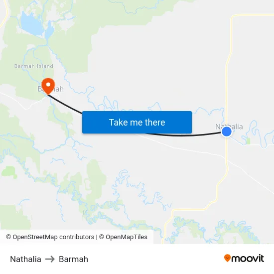 Nathalia to Barmah map