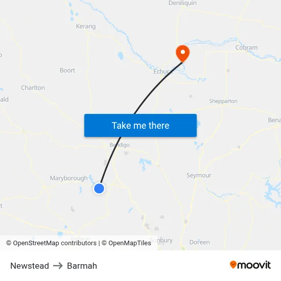 Newstead to Barmah map