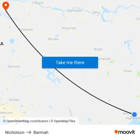 Nicholson to Barmah map