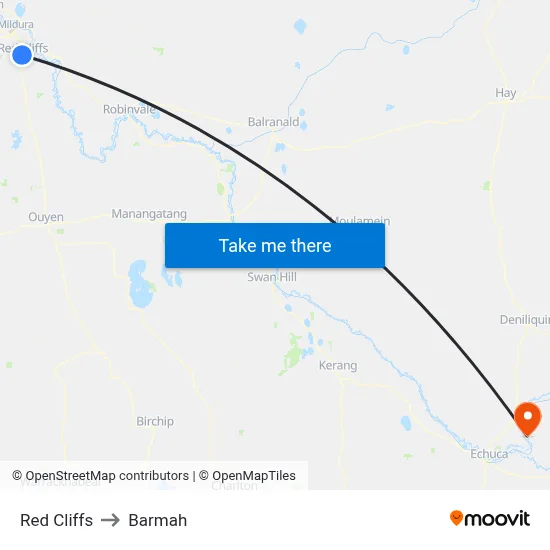 Red Cliffs to Barmah map