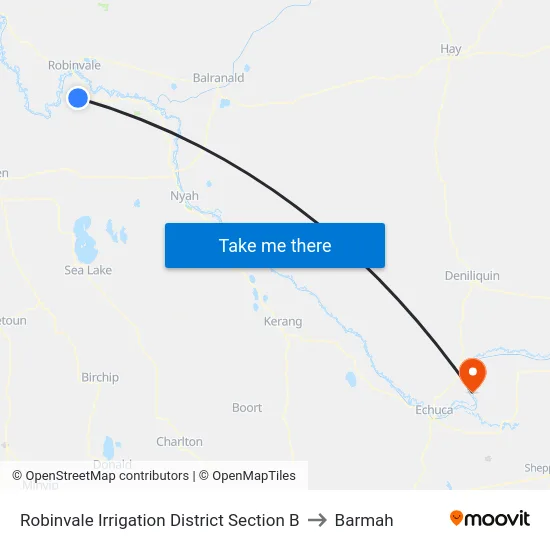 Robinvale Irrigation District Section B to Barmah map