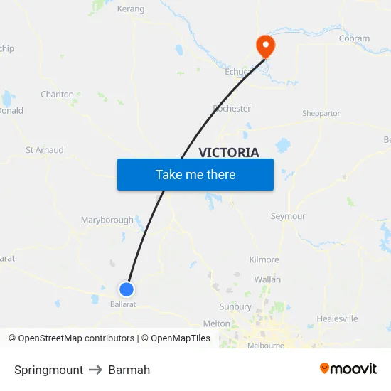 Springmount to Barmah map