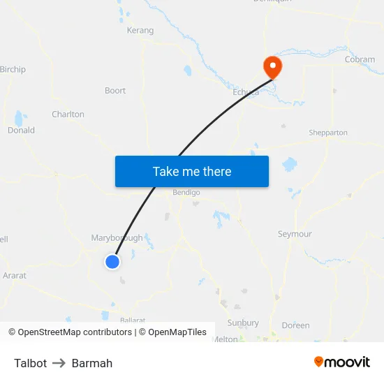 Talbot to Barmah map