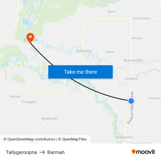 Tallygaroopna to Barmah map