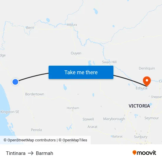 Tintinara to Barmah map