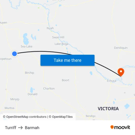 Turriff to Barmah map
