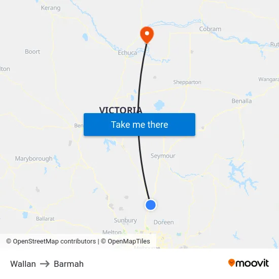 Wallan to Barmah map