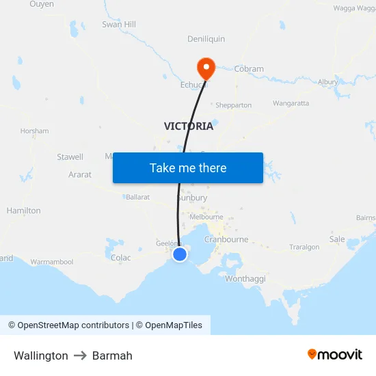 Wallington to Barmah map