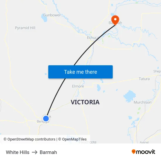 White Hills to Barmah map