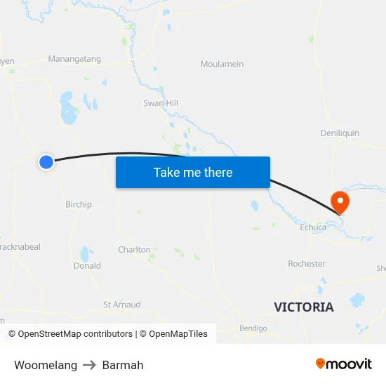 Woomelang to Barmah map