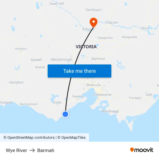 Wye River to Barmah map